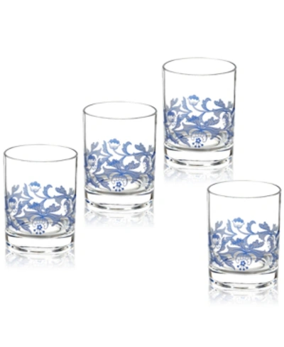 Shop Spode Blue Italian Double Old Fashioned Glasses, Set Of 4 In Blue/white