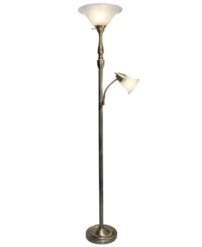 Shop All The Rages Elegant Designs 2 Light Mother Daughter Floor Lamp With White Marble Glass In Brass
