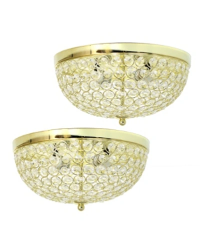 Shop All The Rages Elegant Designs 2 Light Elipse Crystal Flush Mount Ceiling Light 2 Pack In Gold