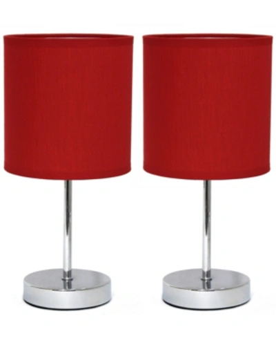 Shop All The Rages Simple Designs Chrome Mini Basic Table Lamp With Fabric Shade 2 Pack Set In Red