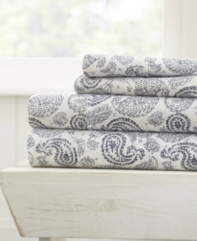 Shop Ienjoy Home The Farmhouse Chic Premium Ultra Soft Pattern 4 Piece Sheet Set By Home Collection In Navy Coarse Paisley