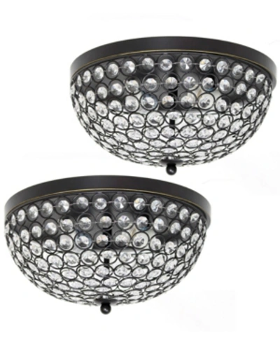 Shop All The Rages Elegant Designs 2 Light Elipse Crystal Flush Mount Ceiling Light 2 Pack In Bronze