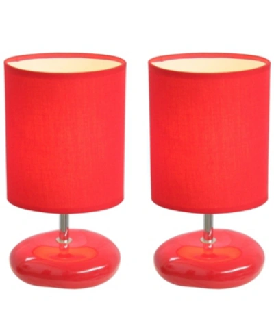 Shop All The Rages Simple Designs Stonies Small Stone Look Table Bedside Lamp 2 Pack Set In Red