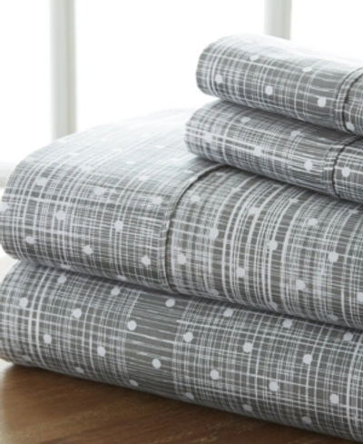 Ienjoy Home The Timeless Classics By Home Collection Premium Ultra Soft Pattern 4 Piece Bed Sheet Set - Cal King In Grey Soft Polka Dots