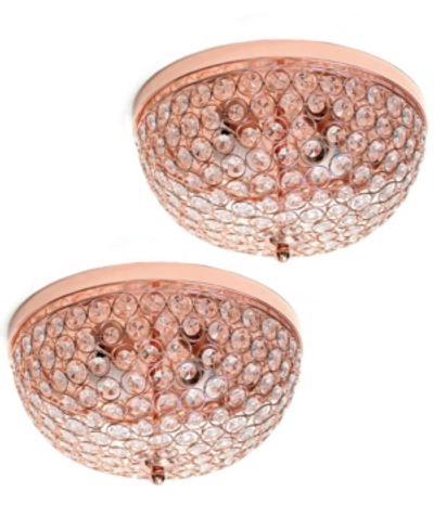 Shop All The Rages Elegant Designs 2 Light Elipse Crystal Flush Mount Ceiling Light 2 Pack In Rose Gold