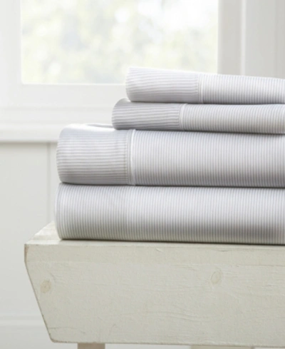 Ienjoy Home The Boho & Beyond Premium Ultra Soft Pattern 4-pc. Sheet Set, Queen In Grey Pinstripes