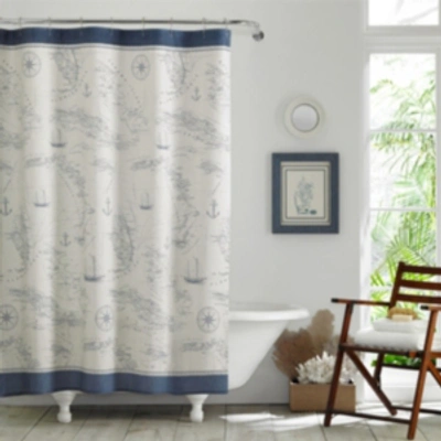 Shop Tommy Bahama Home Tommy Bahama Caribbean Sea Cotton Shower Curtain, 72" X 72" In Pastel Blue