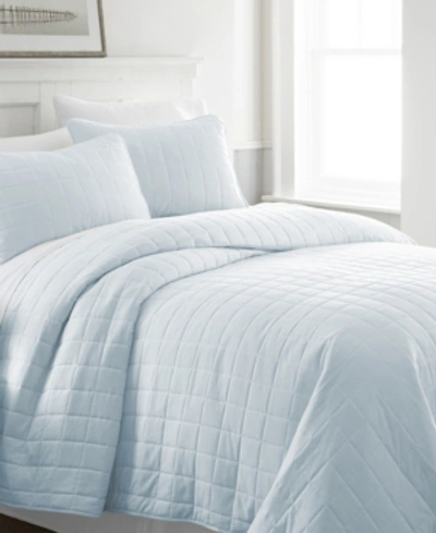 Shop Ienjoy Home Home Collection Premium Ultra Soft Square Pattern Quilted Coverlet Set, Queen In Pale Blue