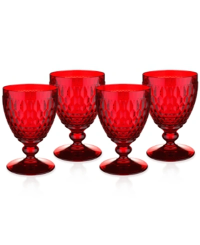 Shop Villeroy & Boch Boston Goblets, Set Of 4 In Red