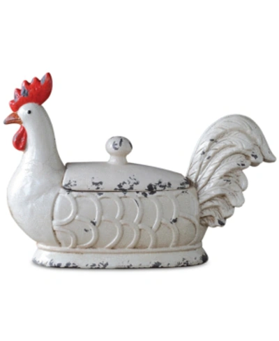 Shop 3r Studio Decorative Stoneware Rooster Container With Lid And Distressed Finish, Multicolor In White