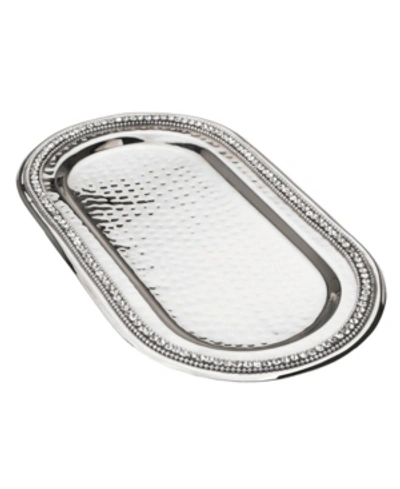 Shop Classic Touch Prism Serving Tray With Diamonds, Candle Tray In Silver