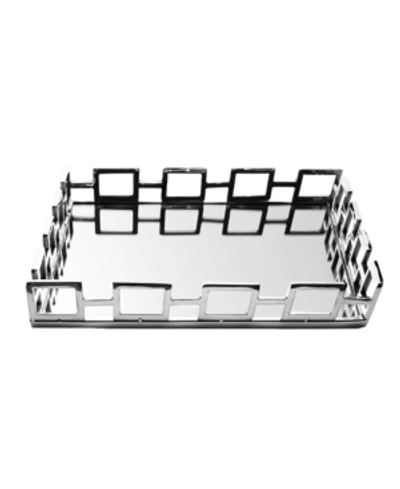 Shop Classic Touch Square Mirrored Tray In Silver