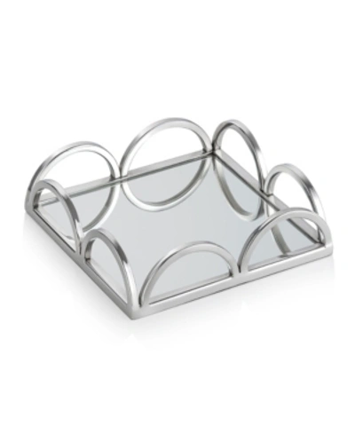 Shop Classic Touch 8" Mirrored Napkin Holder With Side Bars In Silver