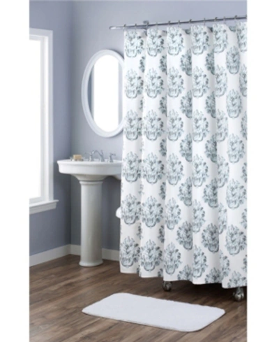 Shop Nicole Miller Tabitha Printed Spring Cotton Shower Curtains Bedding In Taupe