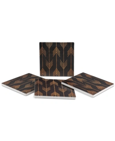 Shop Thirstystone Gold Arrow Modele 4-pc. Coaster Set In Multi