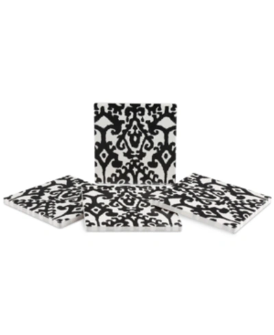 Shop Thirstystone Samara Black Ikat 4-pc. Coaster Set In Multi