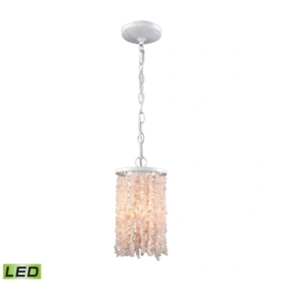 Shop Elk Lighting Agate Stones 1 Light Pendant In Off White With White And Pink Agate Stones