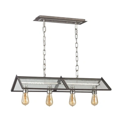 Elk Lighting Ridgeview 4 Light Chandelier In Weathered Zinc With Polished Nickel Accents In Silver