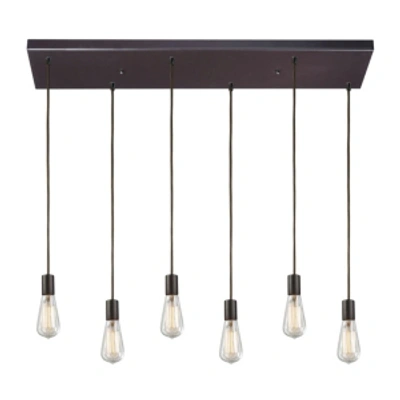 Elk Lighting Menlow Park 6- Light Pendant In Oiled Bronze In Bronze