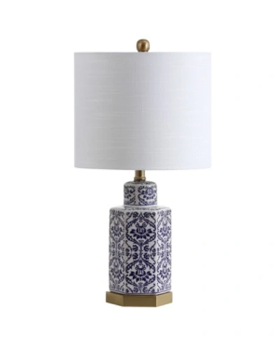 Shop Jonathan Y Diana 23.5" Ginger Jar Ceramic,metal Led Table Lamp In Blue