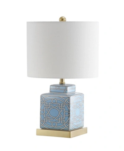 Shop Jonathan Y Catherine 22" Ceramic,metal Ginger Jar Led Table Lamp In Blue