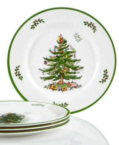 Spode Christmas Tree Melamine Dinner Plate, Set Of 4 In Green