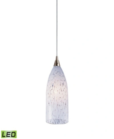 Shop Elk Lighting 1 Light Pendant In Satin Nickel And Snow White Glass In Silver