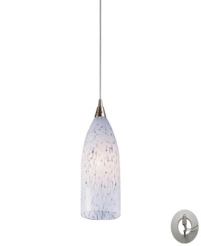 Elk Lighting Verona 1 Light Pendant In Satin Nickel And Snow White Glass - Includes Adapter Kit In Silver