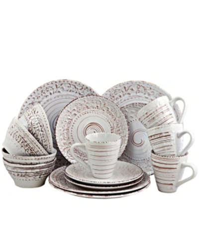 Elama Malibu Sands 16 Piece Dinnerware Set In Shell In Offwhite