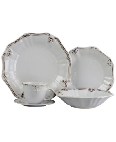 Elama Fleur De Lys 20 Piece Dinnerware Set In White In White