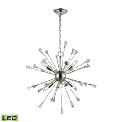ELK LIGHTING SPRIGNY 6 LIGHT CHANDELIER IN POLISHED NICKEL WITH CLEAR CRYSTAL 