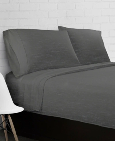 Ella Jayne Soft Heather Jersey Knit 4-piece Sheet Set - Full Bedding In Grey