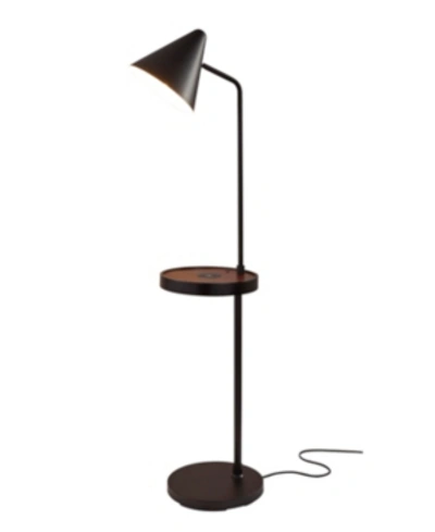 Shop Adesso Oliver Wireless Charging Task Shelf Floor Lamp In Matte Black