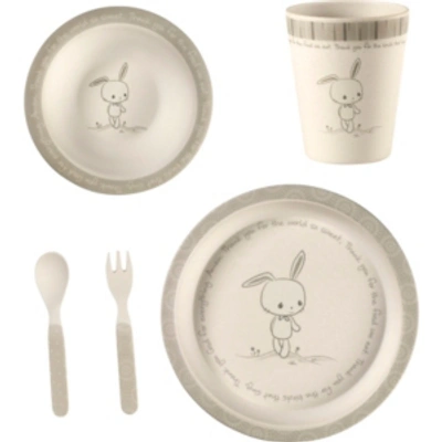 Shop Precious Moments 5-piece Bunny Mealtime Gift Set In Gray