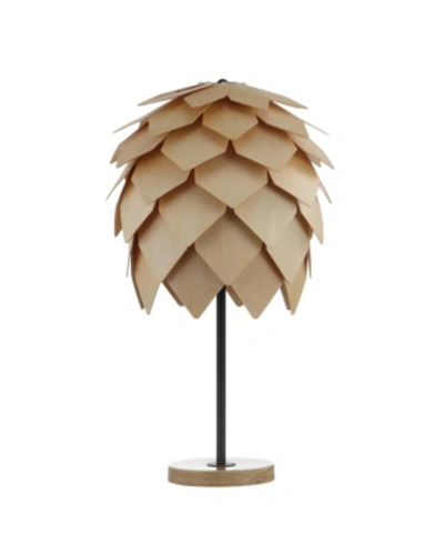Jonathan Y Simon Pinecone Wood/metal Led Table Lamp In Black