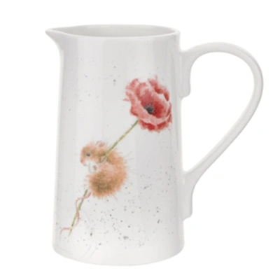 Royal Worcester Wrendale Mouse Pitcher, "mouse And Poppy In White