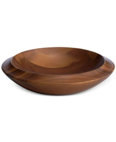 Nambe Skye Dinnerware Collection By Robin Levien Wood Centerpiece Bowl In Brown
