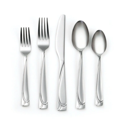 Shop Cambridge Mena Frost 40-piece Flatware With Chrome Buffet, Service For 8 In Silver
