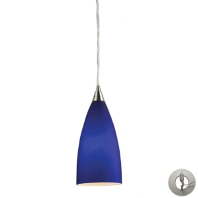 Elk Lighting Vesta 1 Light Pendant In Satin Nickel And White Glass - Includes Adapter Kit In Silver
