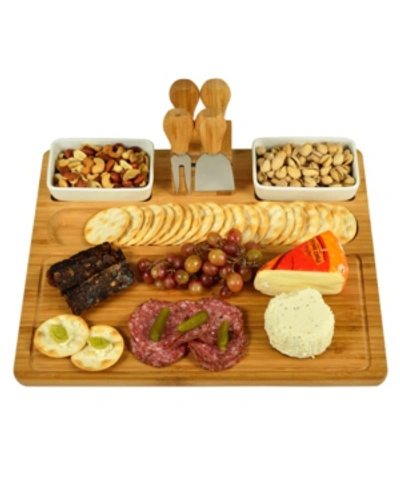 Shop Picnic At Ascot Sherborne Large Bamboo Cheese Board Set With 4 Tools And 2 Bowls In Natural