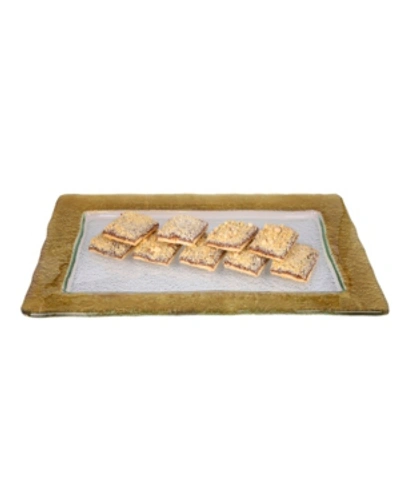 Shop Classic Touch 14.5" Rectangular Glass Serving Tray In Gold