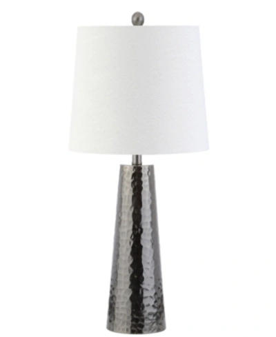 Shop Jonathan Y Wells Hammered Metal Led Table Lamp In Black