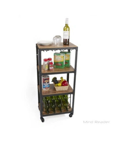 Shop Mind Reader 4 Tier Wood And Metal Cart With Wine Rack In Black