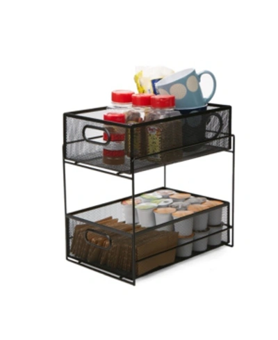 Shop Mind Reader 2 Tier Metal Mesh Storage Baskets Organizer, Home, Office, Kitchen, Bathroom In Black