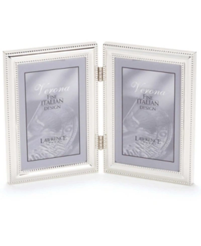 Lawrence Frames Hinged Double Metal Picture Frame Silver-plate With Delicate Beading In Silver