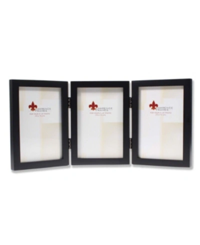Lawrence Frames Hinged Triple Black Wood Picture Frame - Gallery Collection - 5" X 7" In Black
