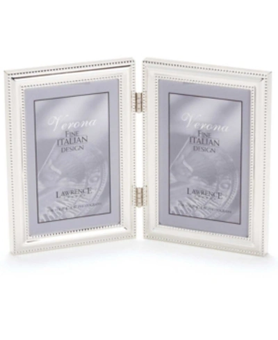 Lawrence Frames Hinged Double Metal Picture Frame Silver-plate With Delicate Beading In Silver