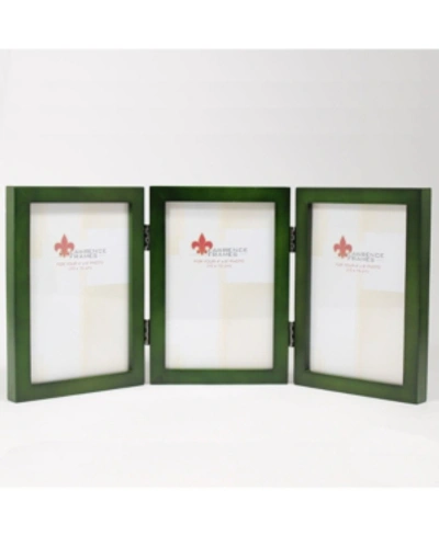 Lawrence Frames Hinged Triple Green Wood Picture Frame In Green