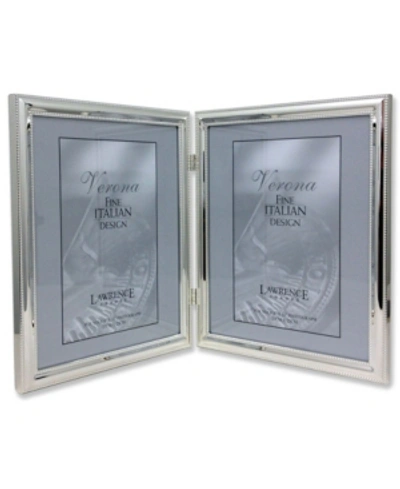 Lawrence Frames 510780d Silver Plated Double Bead Hinged Double Picture Frame In Silver