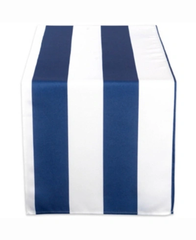 Design Imports Nautical Blue Cabana Stripe Outdoor Table Runner 14" X 108" In Navy